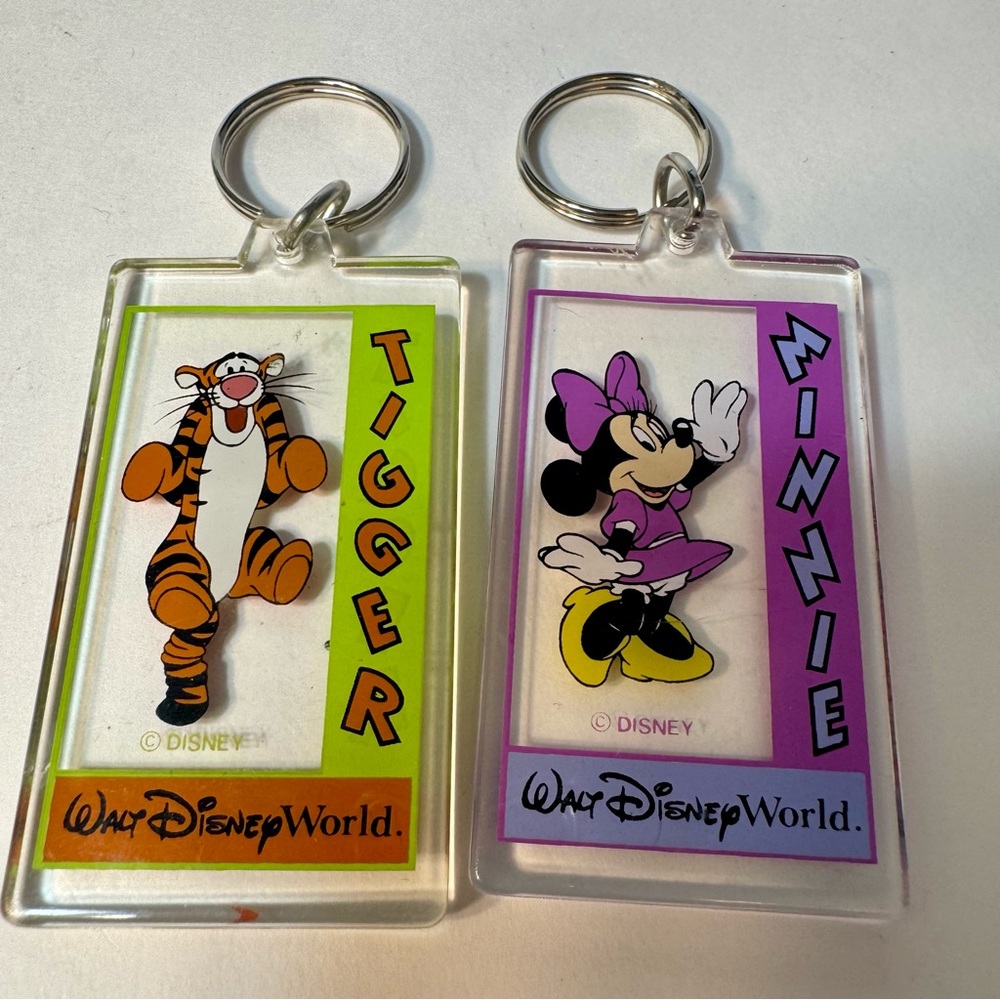 Disney Tigger and Minnie Mouse Keychains. Vintage plastic keychains